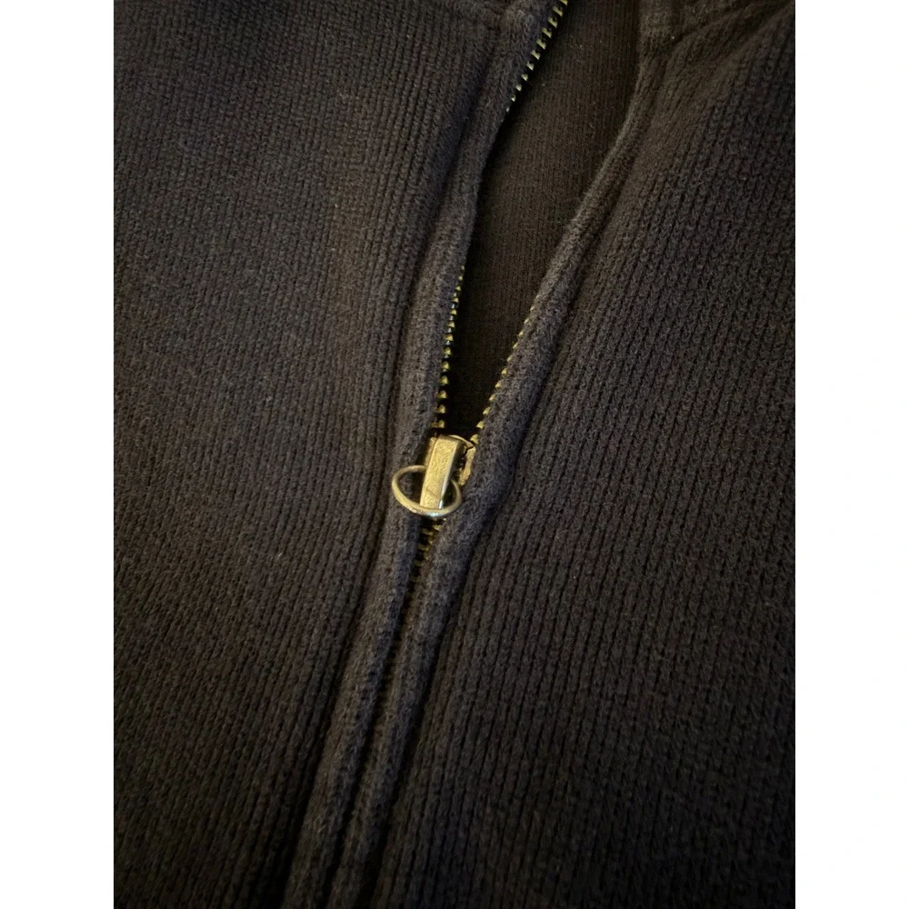 Polo Ralph Lauren Mens XL Navy Blue Full Zip Cotton Knit Mock Neck Sweater Pony